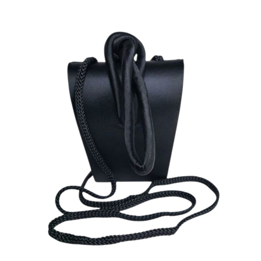 La Regale Black Satin Evening Bag Mini Purse